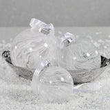 White Watercolor Glass Ball Christmas Ornaments, Set of 6