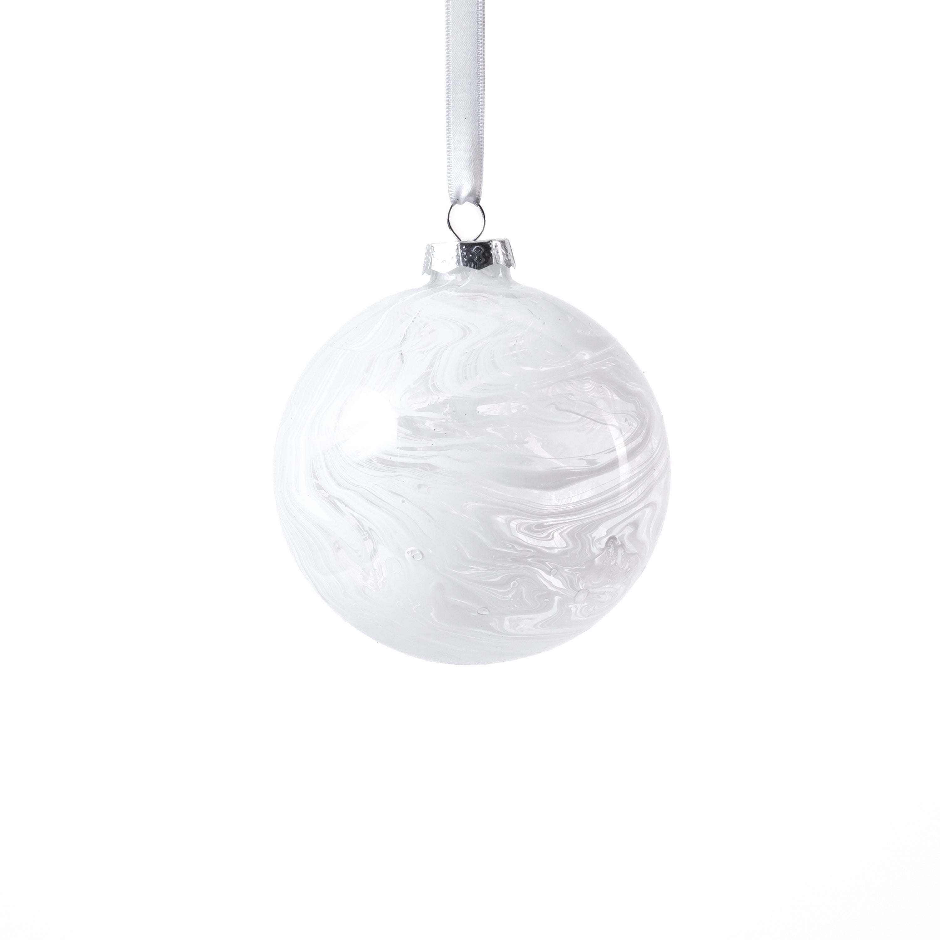 White Watercolor Glass Ball Christmas Ornaments, Set of 6 by The Favorites