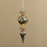 Gold Beaded Glass Finial Holiday Hanging Ornaments, (Set of 4)