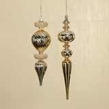 Gold Beaded Glass Finial Holiday Hanging Ornaments, (Set of 4)