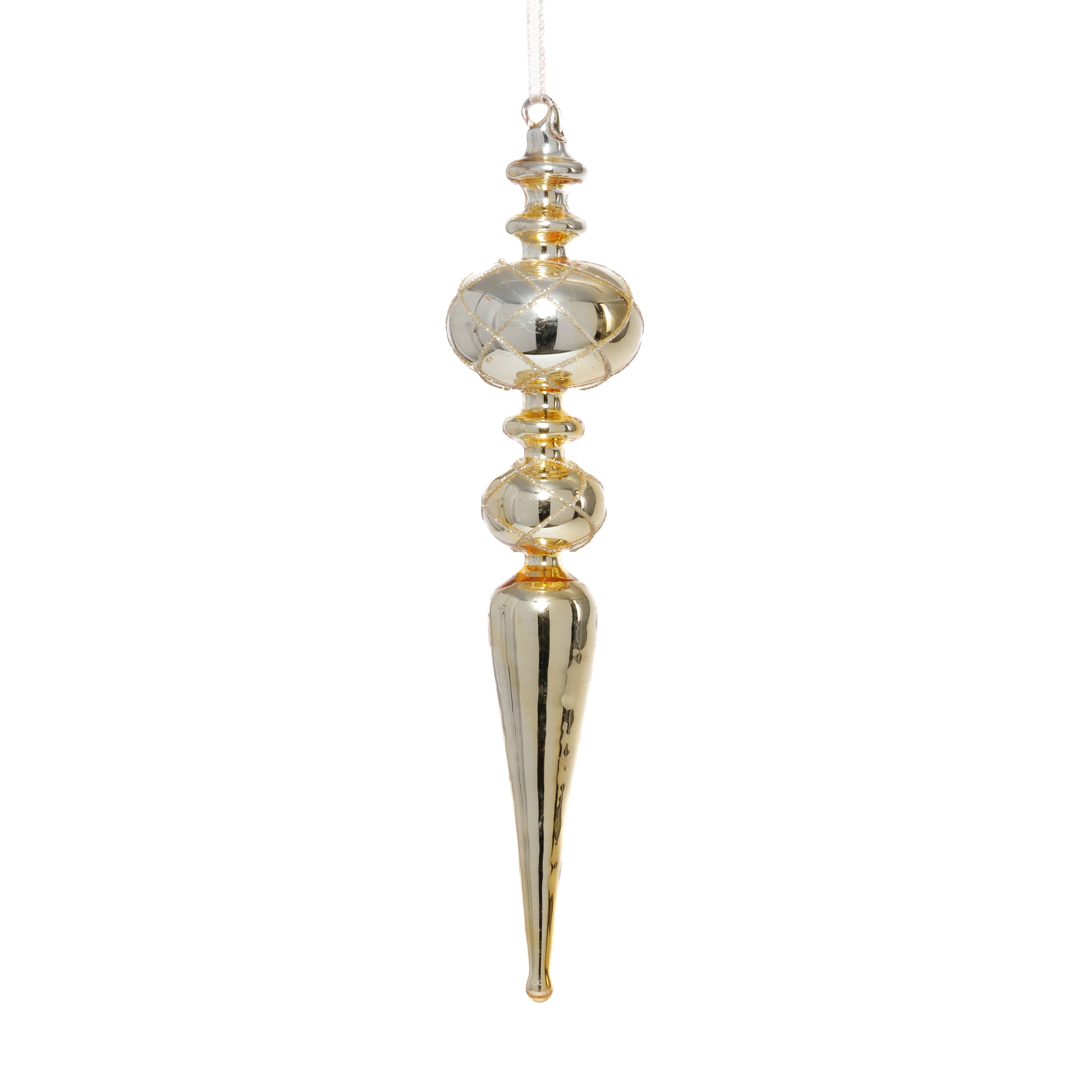 Gold Metallic Finial Holiday Hanging Ornaments, Set of 4 by The Favorites