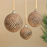 4-Piece Set Metallic 4.75" Glass Ball Christmas Ornaments
