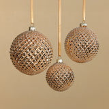4-Piece Set Metallic 4.75" Glass Ball Christmas Ornaments