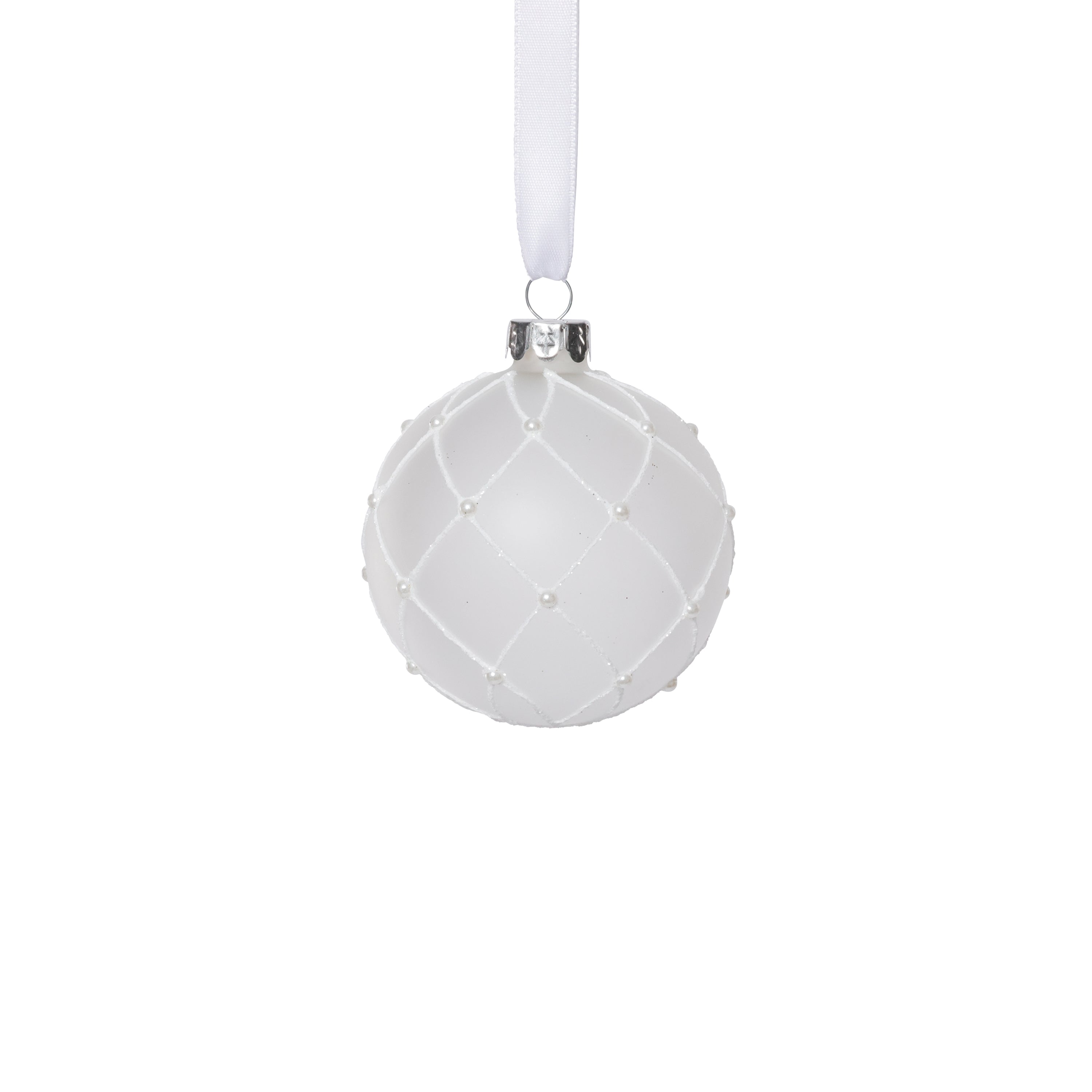 Frosted Glass Ball Christmas Ornaments with White Glitter, Set of 6 by The Favorites