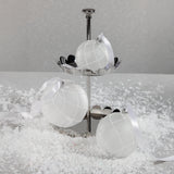 4-Piece Set Frosted 4.75" Glass Ball Christmas Ornaments with White Glitter