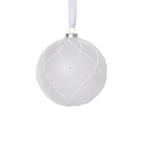 4-Piece Set Frosted 4.75" Glass Ball Christmas Ornaments with White Glitter by The Favorites