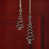 Clear Twisted Glass Tree Ornaments with Gold Glitter, 12 Hanging Pieces (6 Sets of 2)