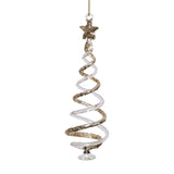 Clear Twisted Glass Tree Ornaments with Gold Glitter, 12 Hanging Pieces (6 Sets of 2)
