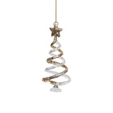 Clear Twisted Glass Tree Ornaments with Gold Glitter, 12 Hanging Pieces (6 Sets of 2)