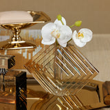 Crystal Glass Vase with Stacked Concentric Diamond Motif