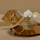 Crystal Glass Vase with Stacked Concentric Diamond Motif