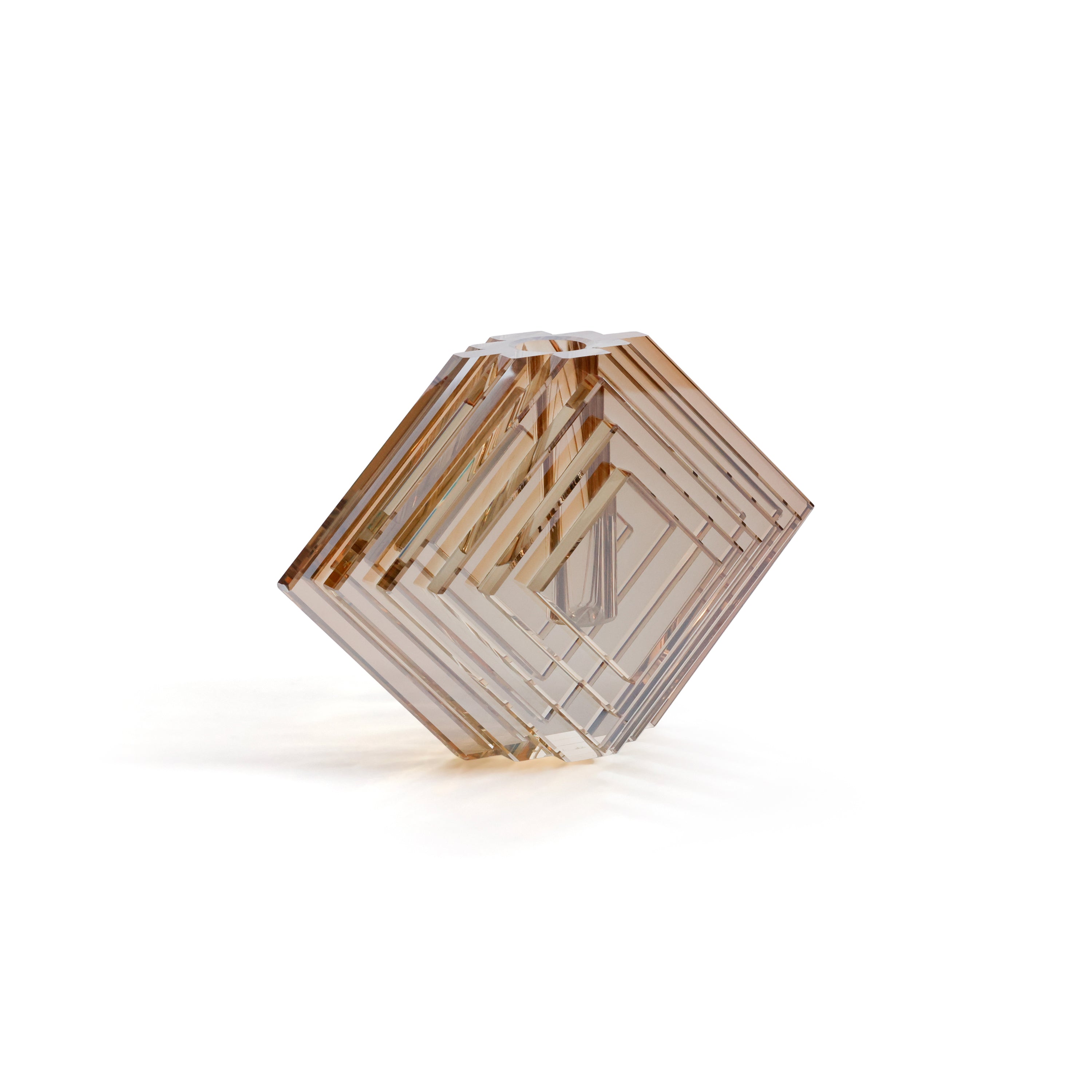 Crystal Glass Vase with Stacked Concentric Diamond Motif by The Favorites