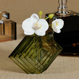 Crystal Glass Vase with Stacked Concentric Diamond Motif