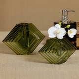 Crystal Glass Vase with Stacked Concentric Diamond Motif