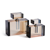Decorative Crystal Tonal Black & Amber Glass Perfume Bottle