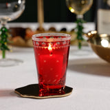 Festive Hand-Cut Red Glass Candle Holder Cups, Set of 6