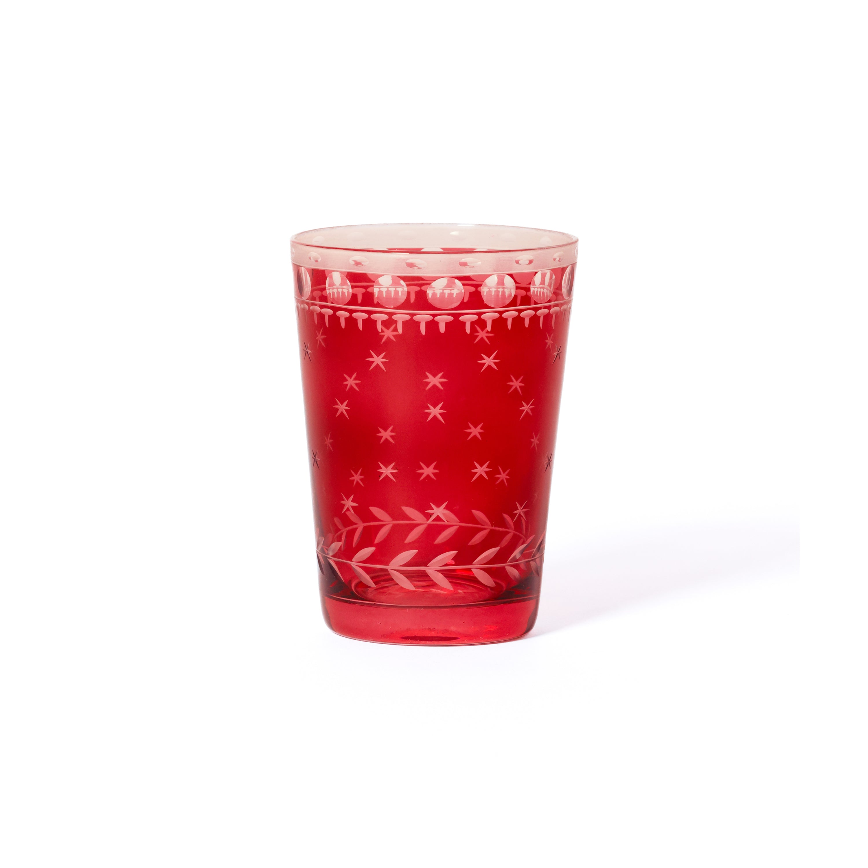 Festive Hand-Cut Red Glass Candle Holder Cups, Set of 6 by The Favorites