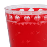 Festive Hand-Cut Red Glass Candle Holder Cups, Set of 6