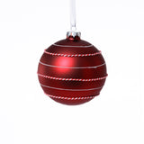 4-Piece Set Matte 4.75" Glass Ball Ornaments with White & Red Rope by The Favorites