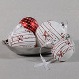 4-Piece Set Matte 4.75" Glass Christmas Ball Ornaments with Red Ribbon Design