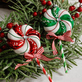 Glass Lollipop Christmas Ornaments, 6 Hanging Pieces (3 Sets of 2)