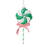 Glass Lollipop Christmas Ornaments, 6 Hanging Pieces (3 Sets of 2)