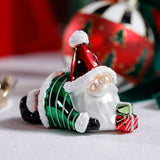 Glass Santa Laying Down Christmas Ornaments, 6 Hanging Pieces (3 Sets of 2)
