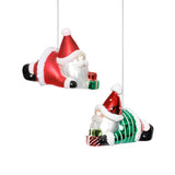 Glass Santa Laying Down Christmas Ornaments, 6 Hanging Pieces (3 Sets of 2) by The Favorites