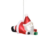 Glass Santa Laying Down Christmas Ornaments, 6 Hanging Pieces (3 Sets of 2)