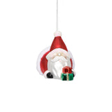 Glass Santa Laying Down Christmas Ornaments, 6 Hanging Pieces (3 Sets of 2)