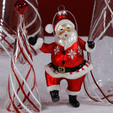Glass Dancing Santa Christmas Hanging Ornaments, Set of 6