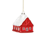Glass Red House with White Roof Christmas Hanging Ornaments, Set of 12 by The Favorites