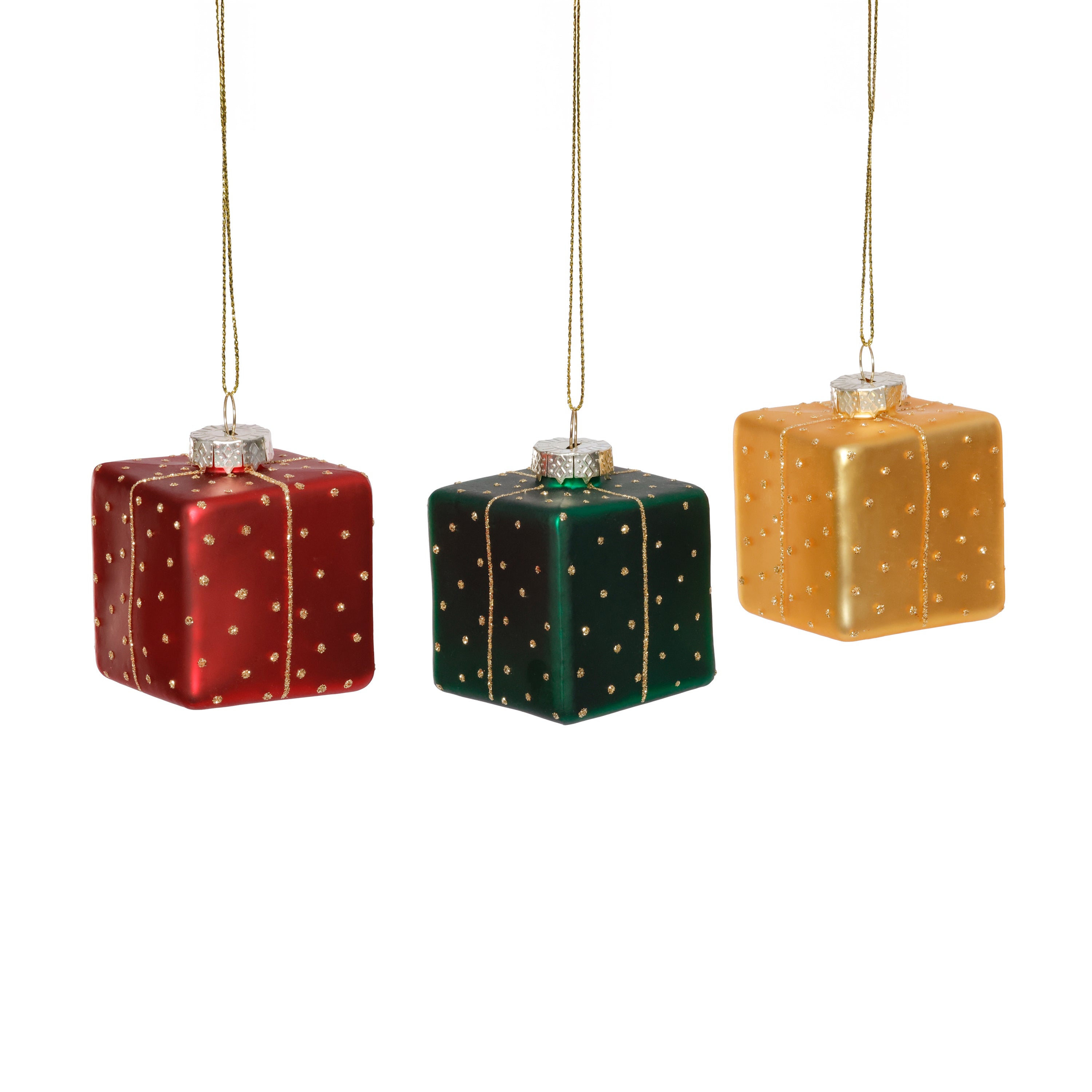 Glass Gift Box Holiday Ornaments, 12 Hanging Pieces (4 Sets of 3) by The Favorites