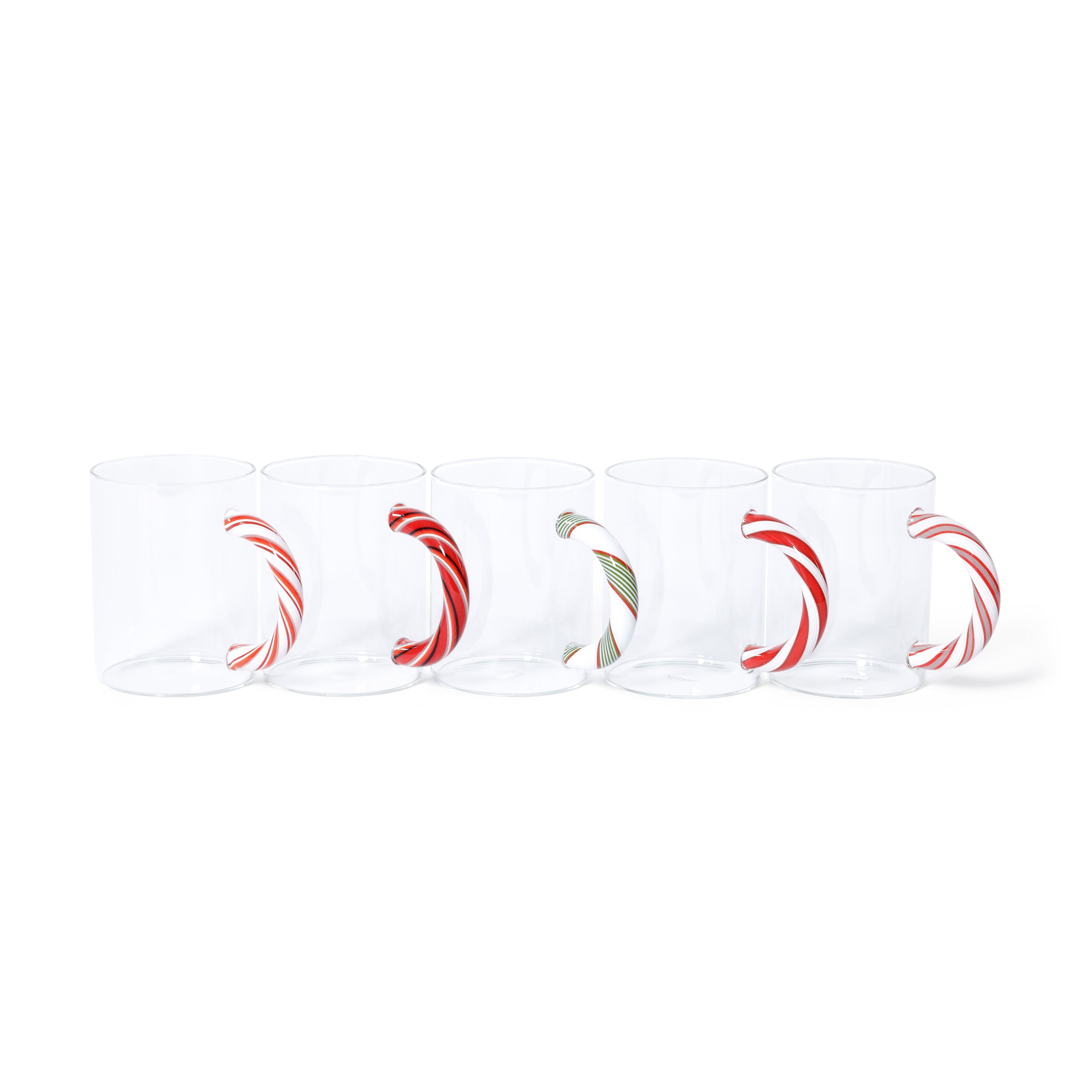 Holiday Glass Mugs, Set of 5 Assorted Styles by The Favorites