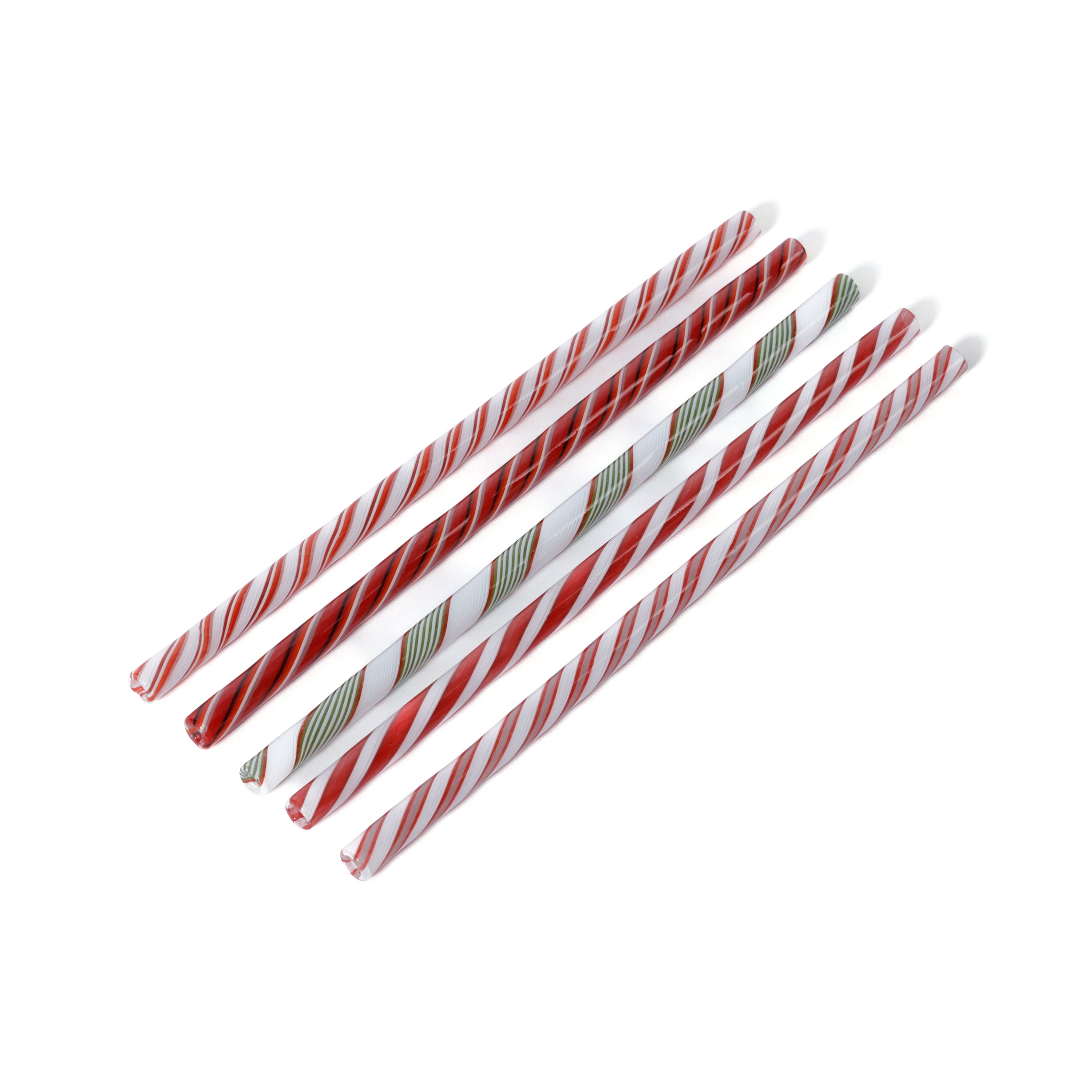 Reusable Holiday Glass Straws, Set of 5 Assorted Styles by The Favorites