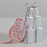 Beaded Pink Tear Drop Glass Holiday Hanging Ornaments, (Set of 12)