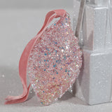 Beaded Pink Tear Drop Glass Holiday Hanging Ornaments, (Set of 12)