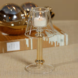 Isola Glass Tealight Lamp Candle Holder, Clear and Gold