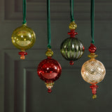 Festive Glass Holiday Hanging Ornaments, (Set of 4 Assorted)