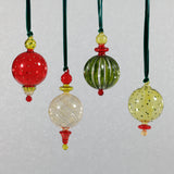 Festive Glass Holiday Hanging Ornaments, (Set of 4 Assorted)