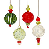 Festive Glass Holiday Hanging Ornaments, Set of 4 Assorted by The Favorites