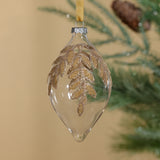 Glass Ornaments with Gold Beaded Leaf Design, (Set of 6)