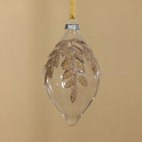 Glass Ornaments with Gold Beaded Leaf Design, (Set of 6)