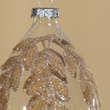 Glass Ornaments with Gold Beaded Leaf Design, (Set of 6)