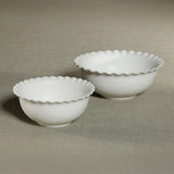 Montecito Ruffled Rim White Ceramic Bowl, Large