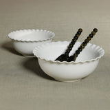 Montecito Ruffled Rim White Ceramic Bowl, Small