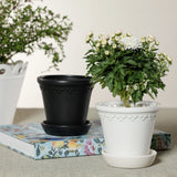 San Ysidro Flower Pot with Saucer - White