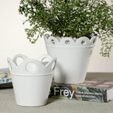 Petal Rim Flower Pot - White - Large
