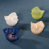 Wavy Bowl Glass Tealight Holder in Ocean Blue (Set of 2)