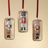 Soldier Design Glass Ornament - 3 Assorted Pieces - Set of 3
